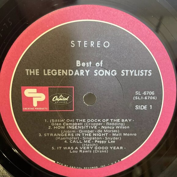 RECORD ONLY Best Of The Legendary Song Stylists (Vinyl, 1971) Creative Products - Picture 2 of 6